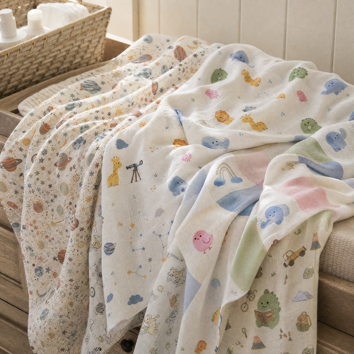 Peekaboo Patch Bamboo Muslin Swaddle