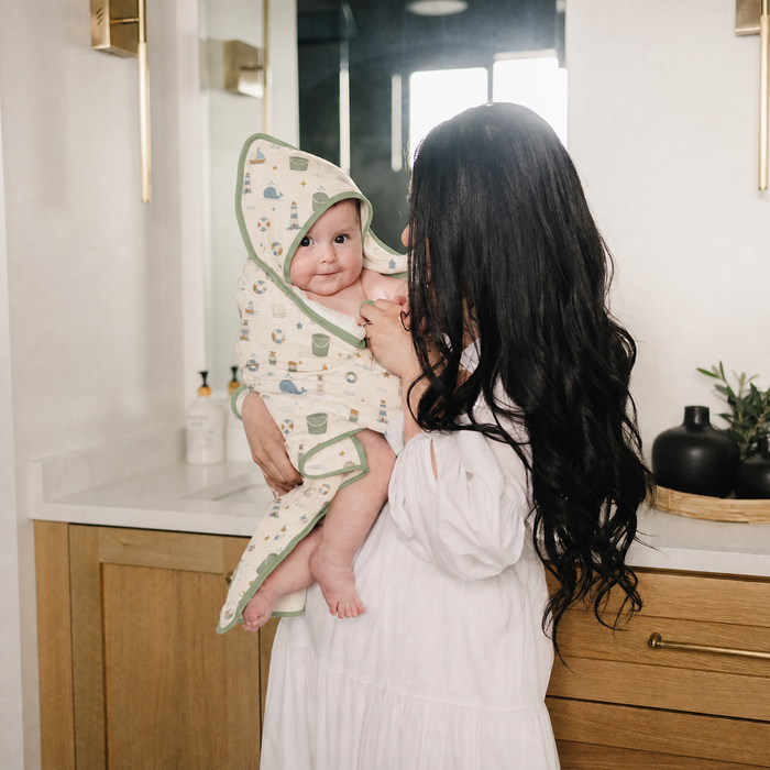 Sail Away Bamboo Muslin Hooded Towel