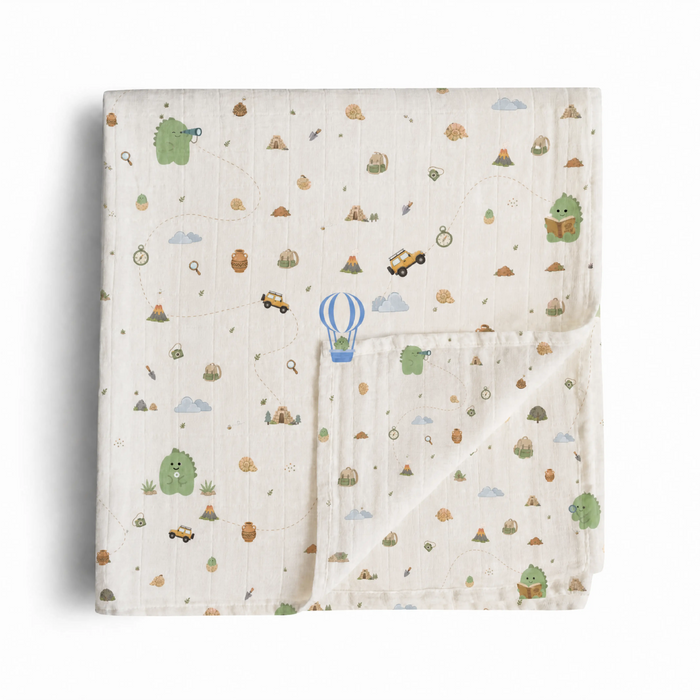 Dino Bamboo Muslin Swaddle