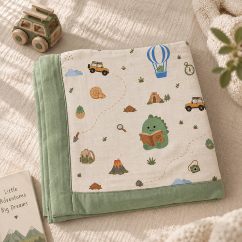 Dino Bamboo Muslin Blanket